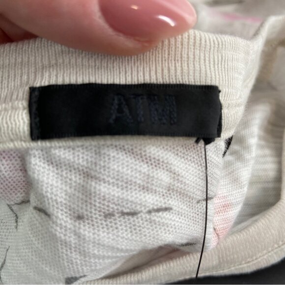 NWT ATM Anthony Thomas Melillo slub jersey abstract distressed blur t-shirt - Picture 5 of 8